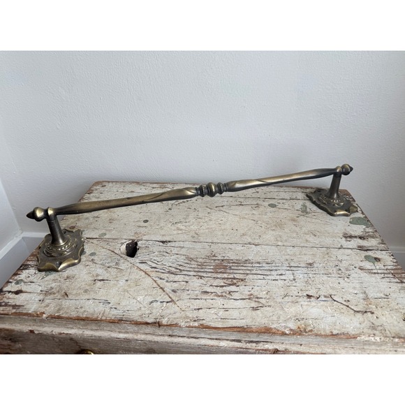 Other - Vintage Ornate Brass Twisted Towel Bar Handle 20.5 Inch Scalloped Escutcheon